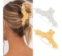 BARTOSI Pinzas de metal para el cabello, pinzas de concha dorada, pinzas de garra de concha marina para el cabello, accesorios de moda para el cabello para mujeres (paquete de 2)