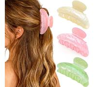 BARTOSI Pinzas para el pelo, color verde, pinzas medianas para el cabello, antideslizantes, accesorios para el cabello para mujeres y niñas (paquete de 3)