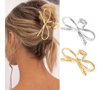 BARTOSI Pinzas para el pelo de metal dorado, pinzas para el pelo, pinzas para el pelo con lazo grande, accesorios para el cabello para mujeres y niñas (paquete de 2)
