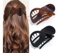 BARTOSI Pinzas planas para el cabello negro francés, pinzas para cabello grueso, pasadores de plátano, accesorios para el cabello para mujeres y niñas (paquete de 2)
