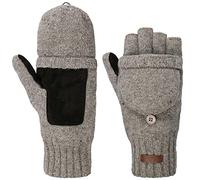 Barts Guantes sin Dedos Haakon Hombre - manoplas de punto con forro Invierno otoño/invierno - M/L gris