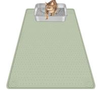 Bartuke Alfombra Arenero Gato, Alfombrilla Arenero Gato de silicona extra grande de 40 "x 28" para controlar la basura de la dispersión, suave en las patas de gatito, fácil de limpiar (Verde)