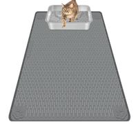 Bartuke Alfombrilla para Arena de Gato, Extra Grande 40" x 28" Alfombrilla de Silicona Atrapadora de Arena para Control de Dispersión, Suave para las Patas del Gatito, Fácil de Limpiar (Gris Oscuro)