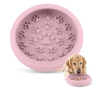 Bartuke Cuenco Grande de Silicona, 21 x 21 x 5 cm, comederos para Perros con Ventosa Antideslizante para Comer Lentamente y Entrenar Fugas, Evita la ingestión, fácil de Limpiar (Rosa)