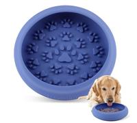 Bartuke Cuenco Grande de Silicona, 21 x 21 x 5 cm, comederos para Perros con Ventosa Antideslizante para Comer Lentamente y Entrenar Fugas, Evita la ingestión, fácil de Limpiar (Azul)