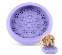 Bartuke Cuenco Grande de Silicona, 21 x 21 x 5 cm, comederos para Perros con Ventosa Antideslizante para Comer Lentamente y Entrenar Fugas, Evita la ingestión, fácil de Limpiar (Morado)