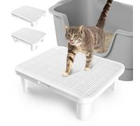 Bartuke Rampa Escalón Ajustable para Gatos, Escalón de Caja de Arena de Doble Capa con Función de Filtro, Patas Reemplazables, Rampa Elevada de Caja de Arena para Gatos Mayores, Fácil Limpieza