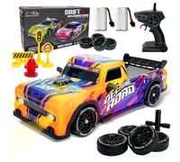 BARVERE Coche Teledirigido Drift, 1:14 Drift RC Car con 2 Baterías, 25km/h 4WD Coche de Carreras Teledirigido con Kit Barricada, Radiocontrol Coche de Juguete para Adultos, Regalos de Reyes para Niños