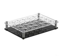 Barware - Bandeja de vidrio de chupito de acrílico con 24 agujeros, soporte para bebidas alcohólicas, chupitos de licor, servidor de fiesta, transparente, 30 x 20 cm (24 agujeros)