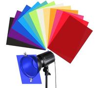 Barydat 12 filtros de luz de gel de colores, película de color transparente, corrección, filtros de iluminación para Navidad, paisaje, luz LED, lectura, estudio fotográfico, película para faros