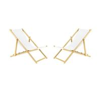 BAS Juego de 2 Tumbonas Plegables Reclinables en 3 Posiciones de Madera de Haya - Color Blanco - Ajustables para Jardín, Playa, Balcón e Interior - Tela Transpirable - Estructura Estable y Natura