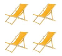 BAS Juego de 4 tumbonas Plegables de Madera con Sistema de Seguridad, Color Amarillo