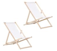BAS Tumbona de Madera Ajustable para Playa y Jardín Construcción Robusta y Sólida Material Práctico, sillas Plegables de Madera, Blanco