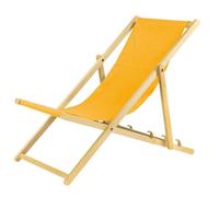 BAS Tumbona Plegable de Madera, 1 Unidad, Color Amarillo, con Sistema de Seguridad, Plegable, Silla de Playa, Silla Plegable de Madera, Estructura en Color Natural