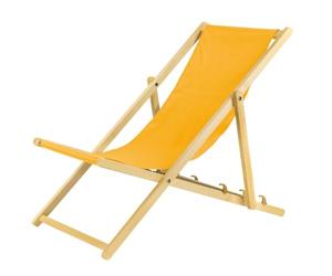 BAS Tumbona Plegable de Madera, 1 Unidad, Color Amarillo, con Sistema de Seguridad, Plegable, Silla de Playa, Silla Plegable de Madera, Estructura en Color Natural