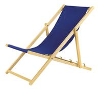 BAS Tumbona Plegable de Madera con Sistema de Seguridad, 1 Unidad, Color Azul