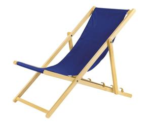 BAS Tumbona Plegable de Madera con Sistema de Seguridad, 1 Unidad, Color Azul