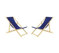 BAS Tumbona Plegable de Madera con Sistema de Seguridad, 2 Unidades, Color Azul