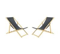BAS Tumbona Plegable de Madera con Sistema de Seguridad, 2 Unidades, Color Gris