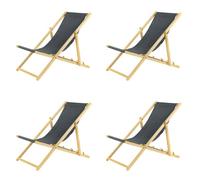 BAS Tumbona Plegable de Madera con Sistema de Seguridad, 4 Unidades, Color Gris