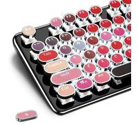 Basaltech Teclado mecánico para juegos estilo máquina de escribir, teclado retro steampunk vintage con retroiluminación LED blanca, interruptor azul antifantasma de 104 teclas, panel de metal USB con