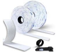 BASAMA 8 metros x 2cm Rollo Belcro Adhesivo Doble Cara Extrafuerte de Nylon + 20 Bridas Sujeta cables | Belcro de Pegar Doble Cara, uso en múltiples superficies | Pegamento Resistente