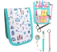 BASAMA ® Salvabolsillos Enfermeria +2 Porta Tijeras Enfermeria + Boligrafo de 4 Colores | Este Bolsillo Enfermera Organizador, es la Mejor Idea de Regalos para Enfermeras (Blanco Verde)