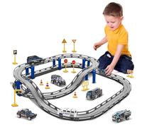 BASAMOU Pista de Coches Juguetes Niños 3 4 5 6 7 8 Anni, Tren Electrico Niños con 4 Coches al Azar, Pista Circuito Coches Juguetes Educativo Niños Regalos Cumpleaños/Navidad