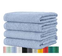 BaSaTex Toallas de terry 100% algodón Azul Ahumado Paquete de 4 Toallas (50x100 cm)