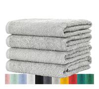 BaSaTex Toallas de terry 100% algodón Gris Paquete de 4 Toallas (50x100 cm)