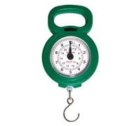 Báscula analógica de 10 kg para equipaje y pesca, fácil de usar, portátil y compacta, báscula con gancho resistente para maletas, pescadores y uso doméstico (verde)