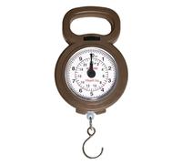 Báscula analógica de 10 kg para equipaje y pesca, fácil de usar, portátil y compacta, báscula con gancho resistente para maletas, pescadores y uso doméstico (marrón)