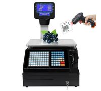 Bascula Balanza Comercial Para Pesar Fruta Báscula digital con impresión electrónica de etiquetas de precios, báscula contadora comercial con pantalla de poste, impresora de etiquetas para s