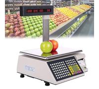 Bascula Balanza Comercial Para Pesar Fruta Báscula digital con impresora térmica de precios, pantalla comercial de doble cara, impresión de etiquetas de precios, código de barras electrónico