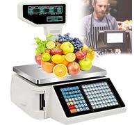 Bascula Balanza Comercial Para Pesar Fruta Báscula digital con impresora térmica de precios, pantalla comercial de doble cara, impresión de etiquetas de precios, código de barras electrónico