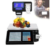 Bascula Balanza Comercial Para Pesar Fruta Báscula digital de pesaje con cálculo de precios electrónico de 66 lb para fiambres, alimentos, comercio minorista, con impresora de código de barr