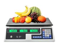 Bascula balanza Comercial para Pesar Fruta, verdura, carne. Peso 30kg Suma 2 en 1 bateria interna y corriente 220V inalambrica pantalla delantera y trasera.