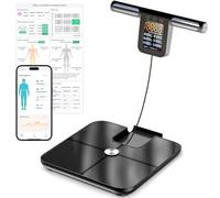 Bascula Bioimpedancia 8 Electrodos, Digital Bascula Grasa Corporal y Muscular Recargable con Pantalla Grande, 32 Datos Corporal Medición BIA de Doble Frecuencia Con APP Con pantalla LCD (Black)
