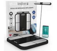 Bascula Bioimpedancia Smart Balanca Personas Inteligente con 56 Mediciones en Vidrio Templado Capacidad 180Kg GeniaScreen SolidTrack con Display LED - para Masa Muscular Grasa BMI Bluetooth