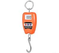 Báscula colgante digital 200kg Escala electrónica portátil de grúa con gancho de acero y pantalla LCD para equipaje de pesca industrial que pesa en kg Lb N unidades, color naranja (naranja)