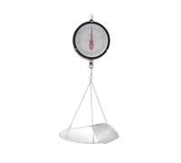 Báscula Colgante Mecánica 10 o 20 kg con Bandeja Cuchara y Esfera Doble | Báscula mecánica sin corriente, esfera de 21 cm legible por ambas caras en kg y lb, bandeja cuchara galvanizada con 3 cadenas