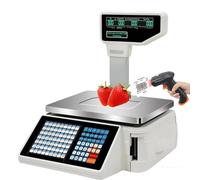 Báscula Comercial Digital De Cálculo De Precios Con Impresora De Etiquetas Térmica, Básculas De Impresión De Etiquetas, Báscula Electrónica De Peso Con Código De Barras, Pantalla Lcd Doble Cara Para