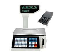 BáScula Contadora De Doble Pantalla, BáScula Digital Comercial Para Alimentos, Capacidad De 66 Lb, Con Pantallas Lcd Dobles, Con Impresora De Etiquetas Y Recibos Para Tiendas Y Supermercados(C)