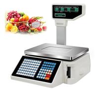 BáScula Contadora De Doble Pantalla, BáScula Digital Para Calcular Precios, Para Alimentos, Capacidad De 66 Lb, Con Impresora De Etiquetas Y Recibos,Para Supermercados Y Tiendas Minoristas(A)