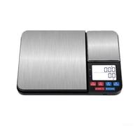 Báscula de acero inoxidable para alimentos, 5 kg máx. con sensor de | Doble diseño de plataforma, sartén grande de 5 kg/1 g, sartén pequeña de 500 g/0,01 g, cuerpo de acero inoxidable