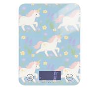 Báscula de alimentos con bonitos unicornios de dibujos animados con contador de calorías, digital, 5 kg/5 g, fácil de limpiar, báscula de cocina con 4 unidades para perder peso, freír, hornear, pesa
