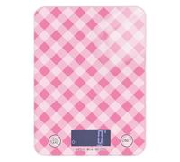 Báscula de alimentos con rejilla rosa y blanca, báscula de alimentos portátil, báscula digital de 5 kg/5 g oz con 4 unidades para asar dieta, ceto (pilas no incluidas)