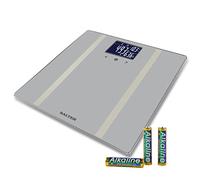 Báscula de baño analizadora de vidrio Salter 9183 SV3R Dashboard, mide peso, grasa y agua corporal, masa muscular y ósea, modo atleta. Pantalla retroiluminada, memoria para 12 usuarios, hasta 180 kg