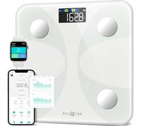 Bascula de baño Digital RunSTAR para peso Corporal y Porcentaje de Grasa, Báscula corporal de Pantalla Grande, App de Sincronización, 13 Datos de Composición-Blanco