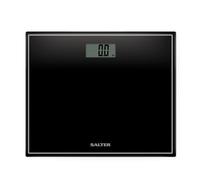Báscula de baño electrónica Salter 9207 BK3R, compacta y de vidrio, pantalla de lectura fácil, activación por detección de peso, vidrio endurecido, máx. 150 kg/330 lb, protección de 15 años, negro